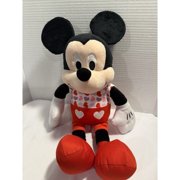 Disney Valentine's Day Large 19" Mickey Mouse Plush Stuffed Animal Hearts - Picture 1 of 8